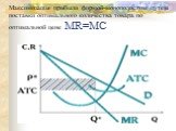 Максимизация прибыли фирмой-монополистом путем поставки оптимального количества товара по оптимальной цене MR=MC