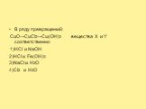 В ряду превращений: CuO→CuCl2→Cu(OH)2 вещества X и Y соответственно 1)НСl и NaOH 2)HCl и Fe(OH)3 3)NaCl и Н2O 4)Cl2 и H2O