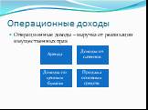 Операционные доходы. Операционные доходы – выручка от реализации имущественных прав