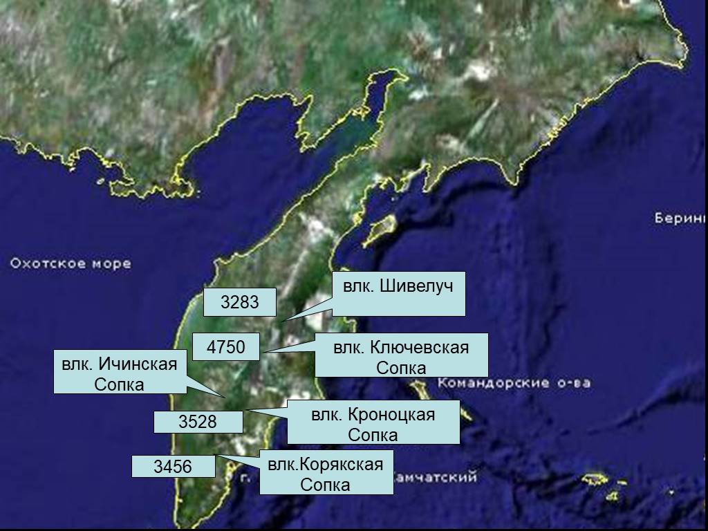 Горы шивелуч на карте россии. Вулкан Ичинская сопка на карте России. Вулкан Кроноцкая сопка на карте. Вулкан Шивелуч на карте Камчатки. Вулкан Ичинская сопка на карте.