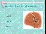 Which instrument is from Africa? GUITAR FLUTE DRUM