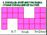 8. Площадь всей фигуры равна сумме площадей её частей. S=ab S=24см2