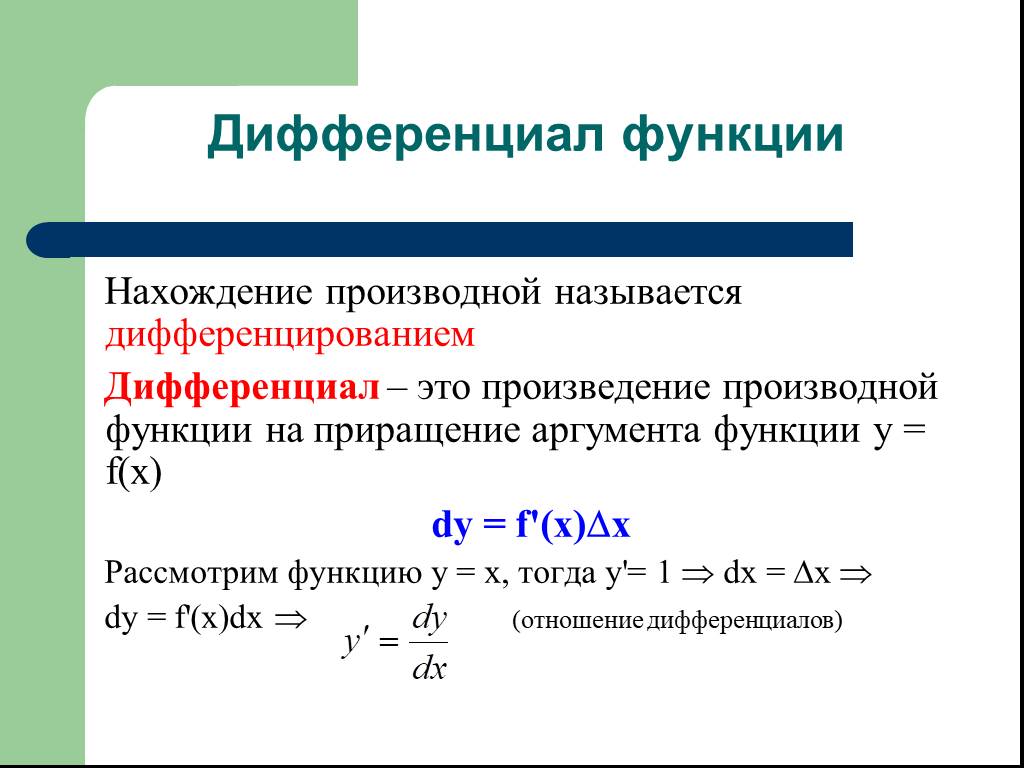 Дифференциал функции презентация