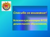 Спасибо за внимание! Успехов в реализации ФГОС дошкольного образования.