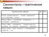 Самоконтроль – практические навыки.