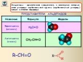 Альдегиды - органические соединения, в молекулах которых атом углерода карбонильной группы (карбонильный углерод) связан с атомом водорода. ПРЕДСТАВИТЕЛИ АЛЬДЕГИДОВ. R–CН=O