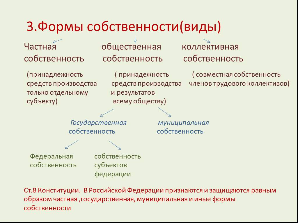 Презентация по обществу собственность 8 класс