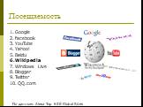 Google facebook YouTube Yahoo! Baidu Wikipedia Windows Live Blogger Twitter QQ.com. По данным: Alexa Top 500 Global Sites