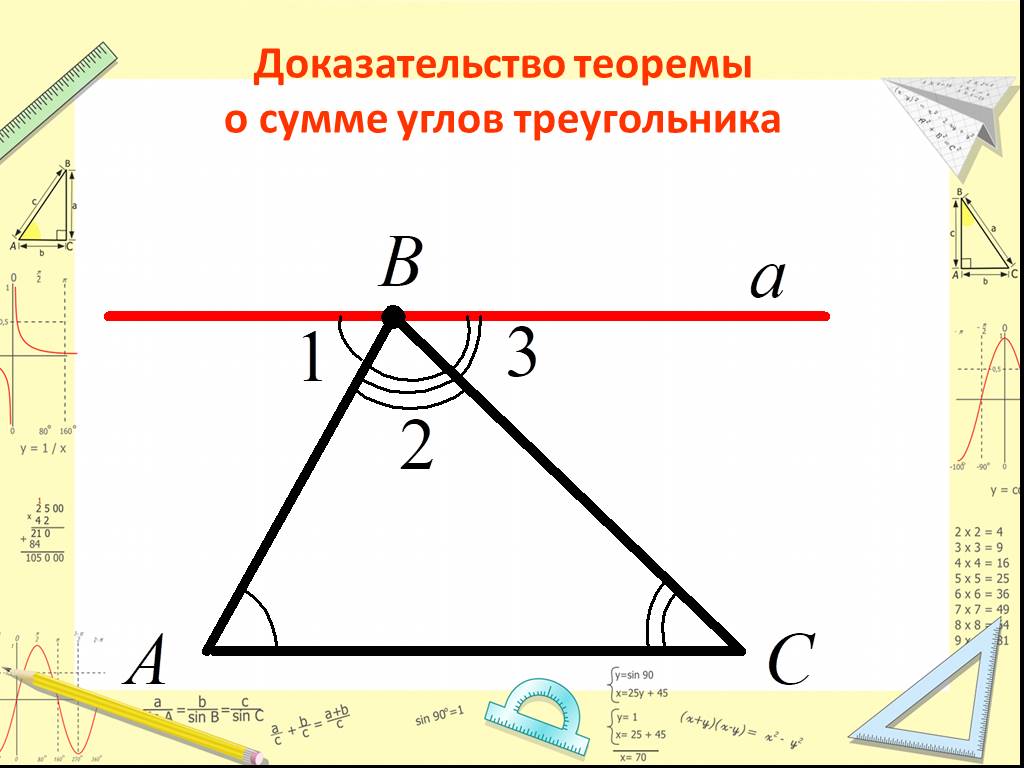 7 доказательств. Теорема о сумме углов треугольника с доказательством. 1. Теорема о сумме углов треугольника. Сумма углов треугольника 180 доказательство теоремы. 2. Теорема о сумме углов треугольника.