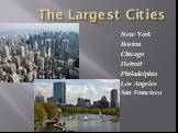 The Largest Cities. New York Boston Chicago Detroit Philadelphia Los Angeles San Francisco