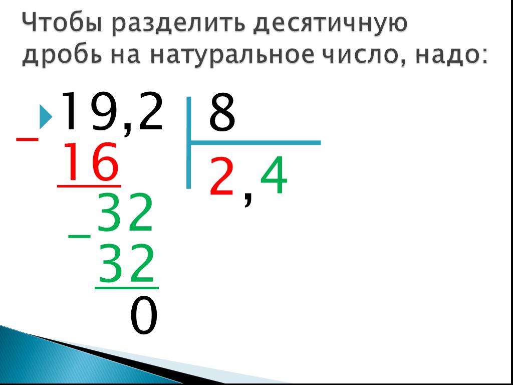 Деление натуральных чисел с ответом десятичная дробь