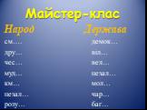 Майстер-клас. Народ Держава см…. демок… дру… віл… чес… вел… муд… незал… км… мол… незал… чар… розу… баг…