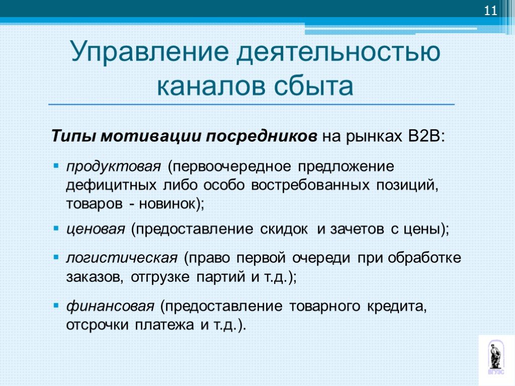 Позиция товара в списке. Управление каналами сбыта. Мотивация посредников. Каналы сбыта b2b. Рынок ППТН.