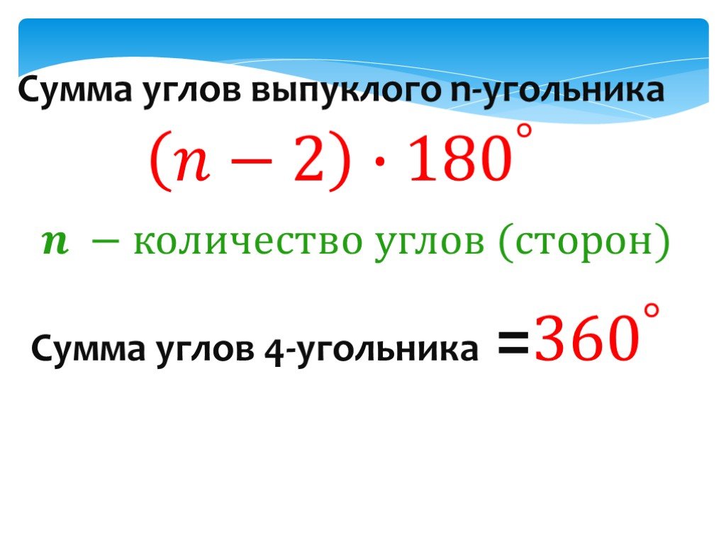 Сумма углов правильного четырехугольника