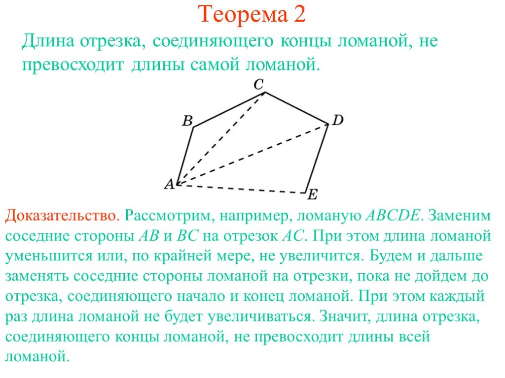Длина каждой стороны треугольника меньше суммы. Неравенство ломаной. Теорема каждая сторона треугольника меньше суммы двух других сторон. Неравенство ломаной 7 класс. Неравенство ломаной теорема.