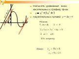 Написать уравнения всех касательных к графику ф-ии параллельных прямой у = 9х +1. -1 3 у = 9х +1 Решение. х0 = а 4. а= -1 а=3 5.По алгоритму Ответ: