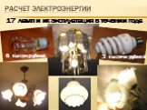 Расчет электроэнергии. 3 тысячи рублей 6 тысяч рублей. 17 ламп и их эксплуатация в течении года