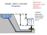 Принцип работы фонтанов Петергофа. Давление - движущая сила работы фонтанов. Создать давление воды можно перепадом высот
