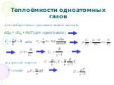 для изобарических процессов можно записать: dQP = dUμ + RdT (для одного моля). или. внутренняя энергия. Учитывая: