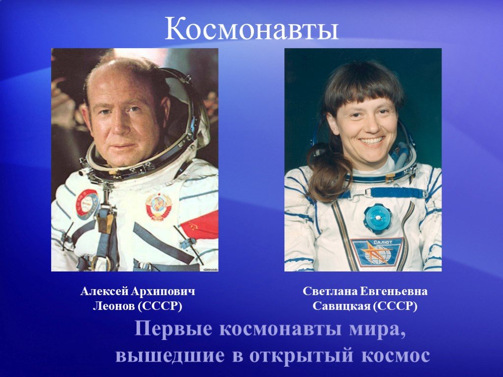 Кто первый полетел в открытый космос. Терешкова Леонов Савицкая.