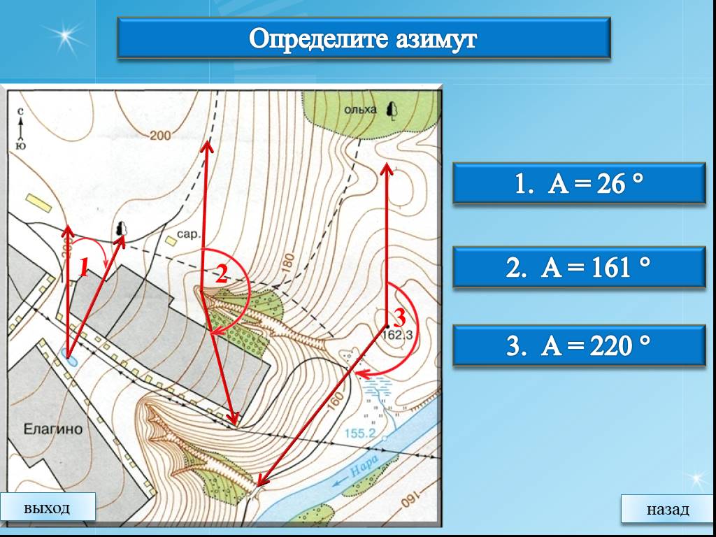 Определение направлений по плану местности 5 класс. Азимут по топографической карте. Азимут на плане местности. Азимут определить на карте. Топографическая карта для определения азимута.