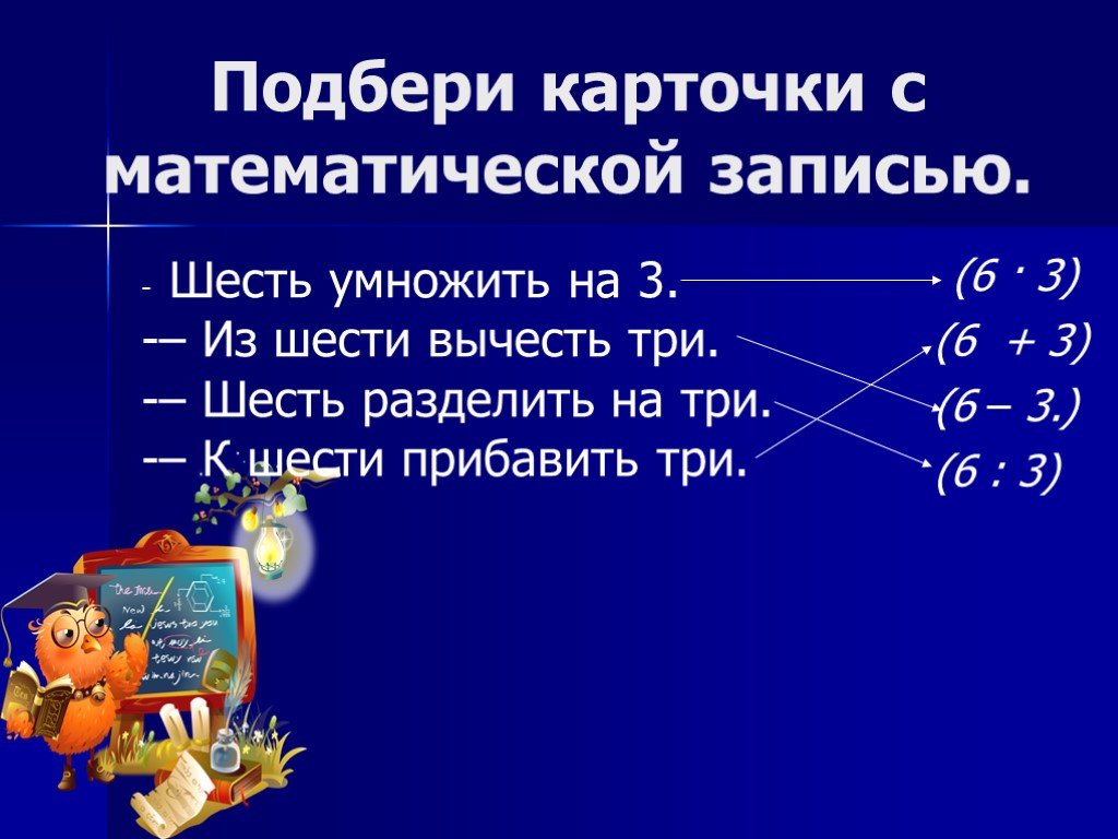 Выбери карточку 3. К трём прибавить шесть. Прибавить три шестых или шестые.