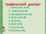 Графический диктант. 1. [Ни О, ни О, ни О]. 2. [как О, так и О]. 3. [не только О, но и О] 4. [то О, то О и О]. 5. [О, О и О]. 6. [то О, то О]. 7. [ О, и О, и О]. 8. [и О, и О, и О].