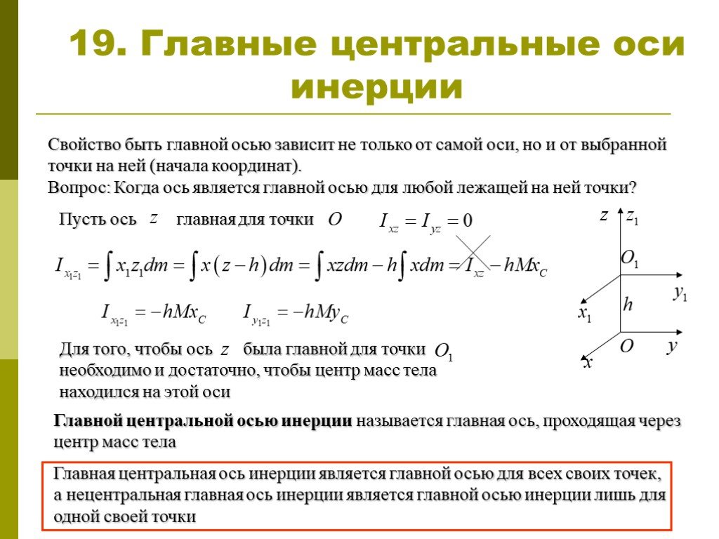 Главных центральных осей