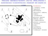 Описание производственного участка, оборудования и выполняемых технологических операций при аварии на суше. Спецификация: 1- подпорные стенки; 2-вакуумный нефтесборщик; 3-распылитель сорбента; 4-сорбент; 5- резервуар для временного хранения собранной нефти; 6- искробезопасный шанцевый инструмент; 7-