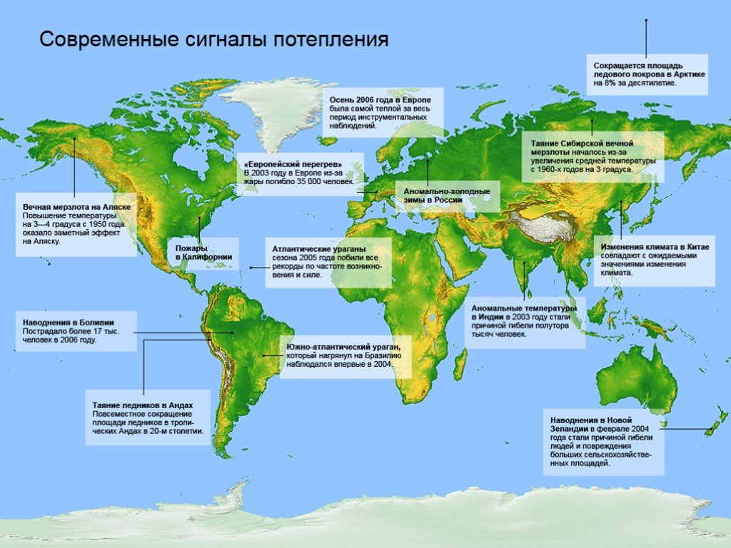 Карта изменения климата на планете