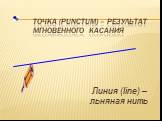Точка (punctum) – результат мгновенного касания. Линия (line) – льняная нить