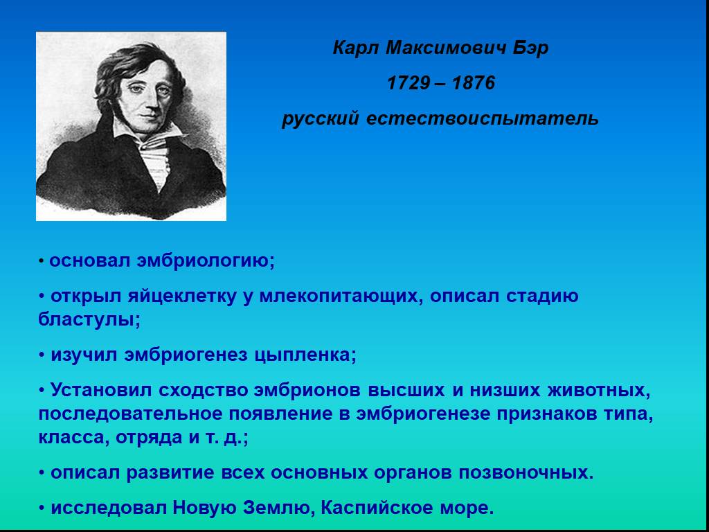 Бэр это. Карл Максимович Бэр. Карл Максимович Бэр открытия. Карл Максимович Бэр биология. Карл Бэр открытия в биологии.