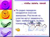 … чтобы залить пеной. По радио передали: ожидаются осенние заморозки. Растения на участке могут замерзнуть. Один изобретатель вызвал пожарных. Почему?