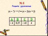 № 5 Решите уравнение. (x – 7)2 + 3 = (x – 2)(x + 2)