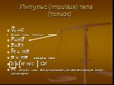Импульс (impulsus) тела (толчок). V0 =0 Второй закон Ньютона F=ma a=v/ t Ft = mv p = mv импульс тела p = кг м/с СИ Ft импульс силы Всегда показывает, как изменяется импульс тела за данное время