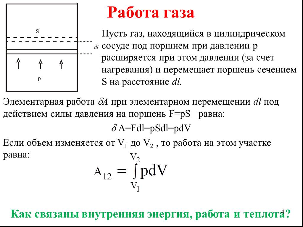 Под поршнем находится газ. ГАЗ под поршнем. Элементарная работа газа равна. Работа газа под поршнем. Давление газа под поршнем.