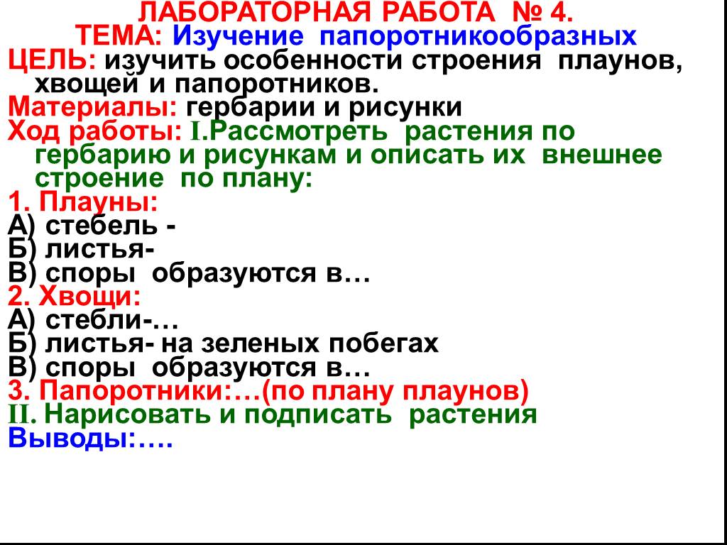 Лабораторная работа по биологии 7 папоротники. Лабораторная работа изучение папоротникообразных. Лабораторная работа изучение строения папоротникообразных