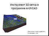Инструмент 3D сетка в программе ArchiCAD. Выполнил преподаватель Розенкевич Н.Р.