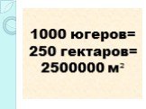 1000 югеров= 250 гектаров= 2500000 м²