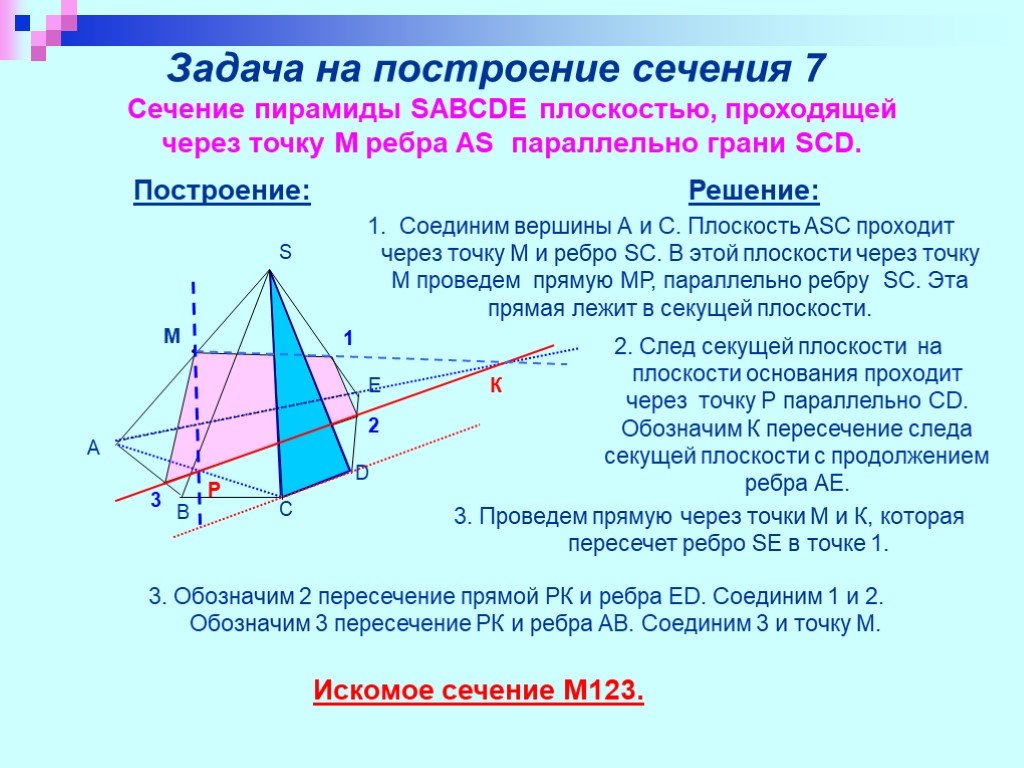 Сечение пирамиды плоскостью перпендикулярной боковой стороне. Сечение пятиугольной пирамиды по трем точкам. Построение сечений треугольной пирамиды. Построить сечение пирамиды по трем точкам. Сечения треугольной пирамиды по трем точкам.