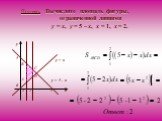 Пример. Вычислите площадь фигуры, ограниченной линиями y = x, y = 5 – x, x = 1, x = 2. x y 0 y = x y = 5 - x A B C D