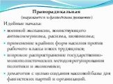 Праворадикальная (выражается в фашистском движении) Идейные начала: военной экспансии, воинствующего антикоммунизма, расизма, шовинизма; применение крайних форм насилия против рабочего класса и всех трудящихся; широкое распространение государственно-монополистических методов регулирования политики и