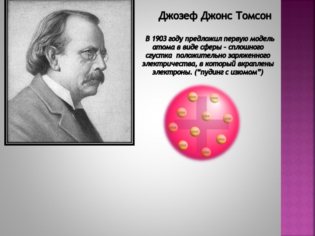 Какую модель строения атома предложил томсон. Модель атома Джозефа Томпсона.