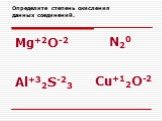 Определите степень окисления данных соединений. Mg+2O-2 Cu+12O-2