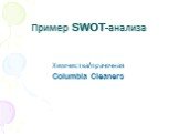 Пример SWOT-анализа. Химчистка/прачечная Columbia Cleaners