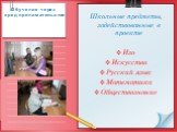 Школьные предметы, задействованные в проекте Изо Искусство Русский язык Математика Обществознание