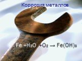 Коррозия металлов. Fe +H2O +O2 → Fe(OH)3