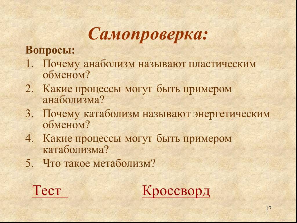 Тест по биологии по теме обмен веществ. Вопросы по теме обмен веществ. Вопросы по биологии метаболизм. Почему анаболизм называют пластическим обменом. Обмен веществ тест.