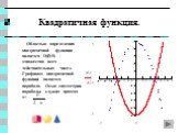 Областью определения квадратичной функции является D(f)=R - множество всех действительных чисел. Графиком квадратичной функции является парабола. Осью симметрии параболы служит прямая x= -