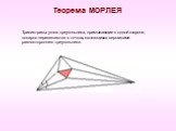 Теорема МОРЛЕЯ. Трисиктрисы углов треугольника, примыкающие к одной стороне, попарно пересекаются в точках, являющихся вершинами равностороннего треугольника.